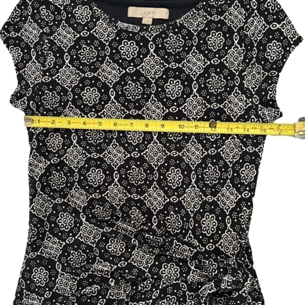 Loft Faux Wrap Dress, Size XS, Black & White Print - Picture 7 of 10